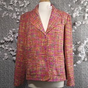VTG R.Q.T. Fully Lined Tweed Blazer Padded Shoulders